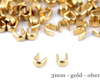 20 end pieces - stoppers for zippers 3 mm at the top - gold
