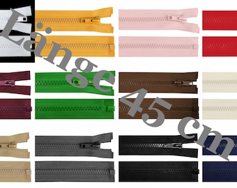 Zipper - plastic - 5 mm - separable - 45 cm long - many colors