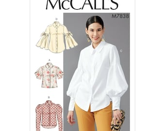 McCalls Schnittmuster M7838 - Bluse - Puffärmel - Knopfleiste