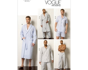 Vogue Schnittmuster V8964 - Herrenschlafanzug - Morgenmantel - Shorty