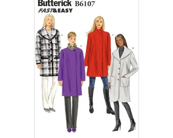 Butterick Sewing Pattern - B6107 - Plain Plain Coat with Large Collar