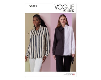 Vogue Schnittmuster V2012 - schlichte Hemdbluse mit verbreiterter Schulter