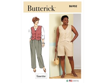 Butterick Schnittmuster - B6902 - Damenhose und sportliche Weste, starke Größen