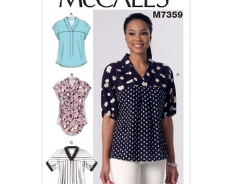 McCalls sewing pattern M7359 - Blouse - V-neck - Short sleeve