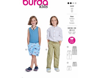 Burda Kids Schnittmuster Nr. 9224 - Hose - Shorts - Bindekordel - Gummizug