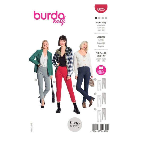 Burda Style Schnittmuster Nr. 6025 - Leggings - enge Hosen - Beinschlitze