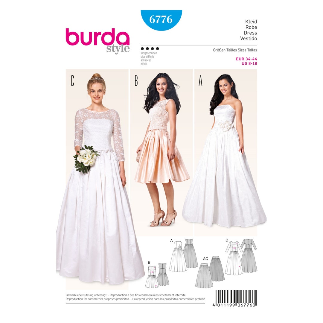Burda Style Sewing Pattern Corset Dress, Wedding Dress, Bodice No. 6776