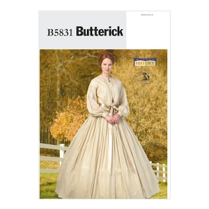 Butterick sewing pattern - History - B5831 - historical garment, dress with crinoline