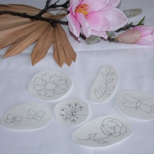 Mini embroidery templates - water-soluble - 6 small templates - DIY embroidery - embroidery for beginners - SB 3