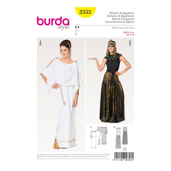 Burda Style Sewing Pattern - Carnival - Roman & Egyptian - No. 2353