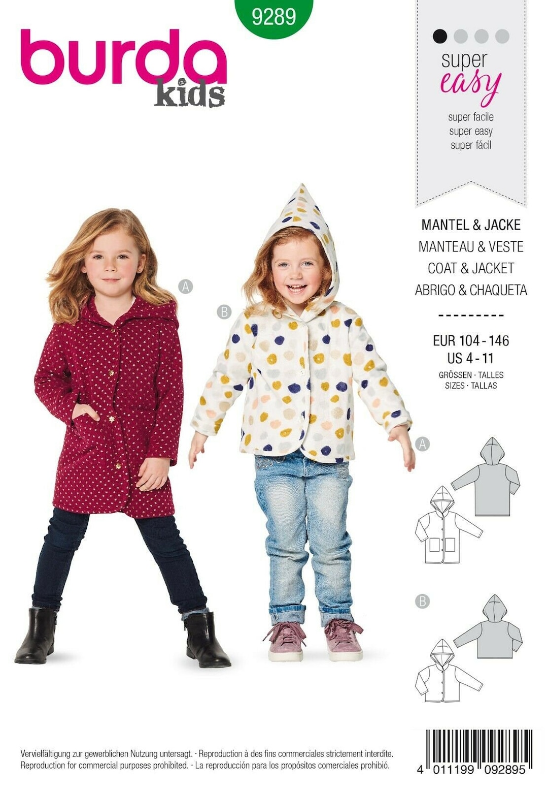 Burda 9267 - Patrón Costura Infantil: Chaqueta Y Chaleco Para Niños (tallas 110-140, Nivel Fácil)