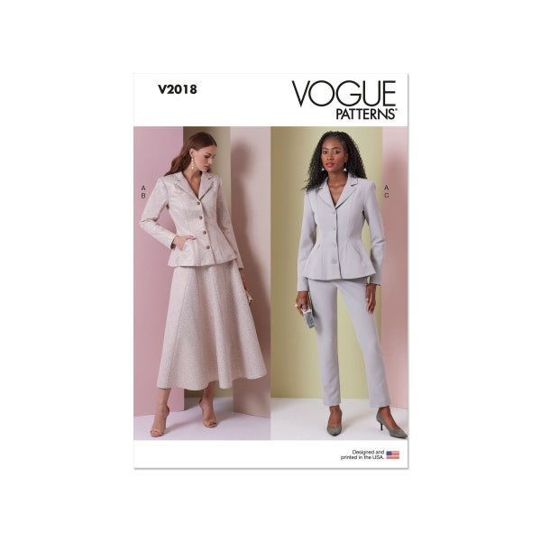 Vogue Schnittmuster - V2018 - Hosenanzug, Kostüm mit kurzem Blazer
