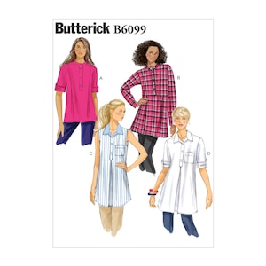 Butterick naaipatroon - B6099 - eenvoudige lange blouse met halve knoopsluiting