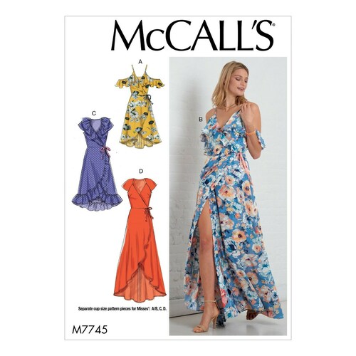 McCall's sewing pattern M7745 - Dress - Wrap dress - Attached skirt