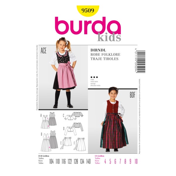 Burda Kids sewing pattern - dress, dirndl - 9509