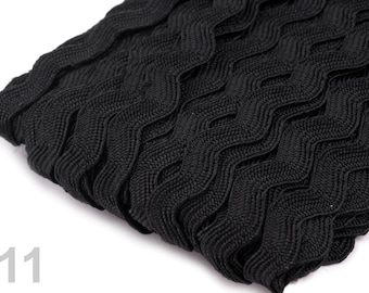 0,48EUR/ 1 m, 5 m de tresse rickrack, noire, 5 mm