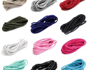0,85 EUR/metro - 3 metri di corda elastica - rotonda - 3 mm - corda elastica - cordino per cappelli - colori
