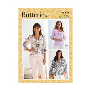 Butterick sewing pattern - B6814 - simple blouse with flounce