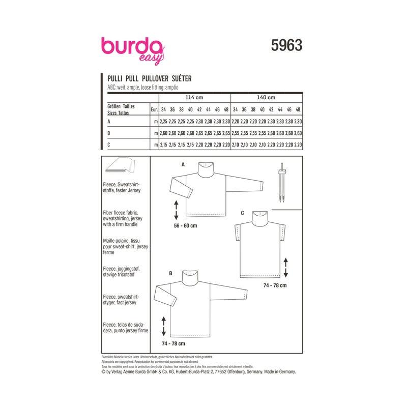 Burda Style Schnittmuster Nr. 5963 Pullover Pullis mit Rollkragen Bild 9