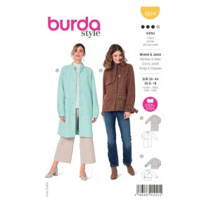 Burda Style sewing pattern no. 5974 - jacket and coat - raglan sleeves - stand-up collar