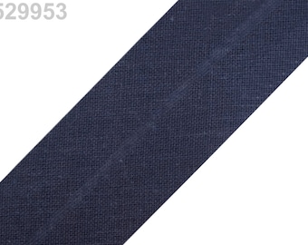 1.20EUR/meter, 3 m bias binding, cotton, 30 mm, black-blue, 529953