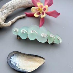 Genuine Sea Glass Hair Clip: Silver Wirework Barrette, Beach Treasure Accessory