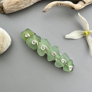 Genuine Sea Glass Hair Clip: Silver Wirework Barrette, Beach Treasure Accessory