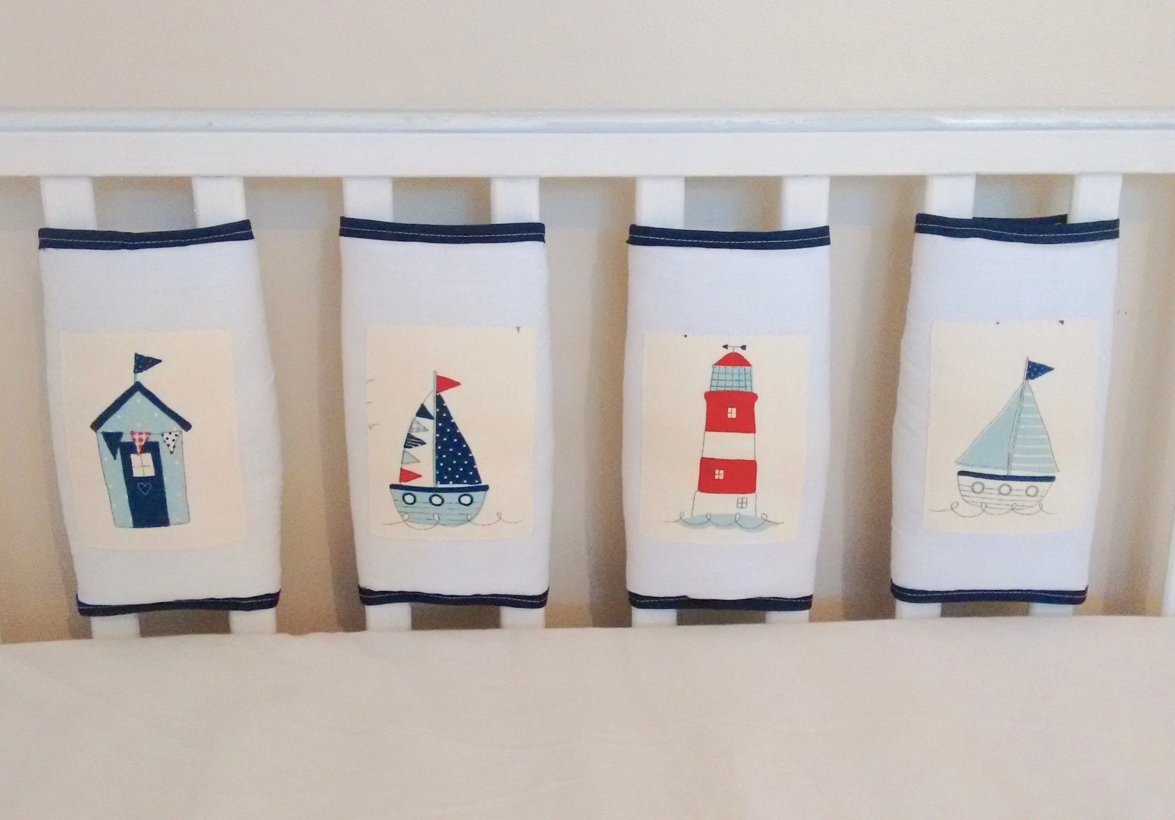 Nautical cot bar bumpers . Cot bar bumpers set Etsy