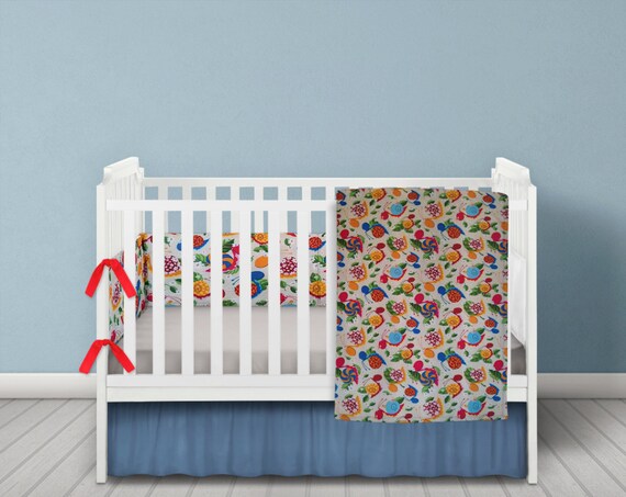Colourful snail themed baby bedding 