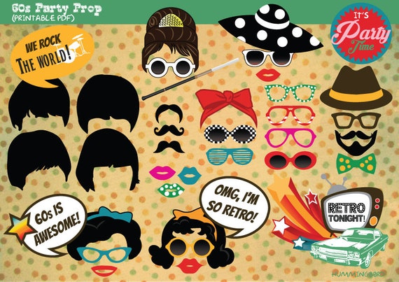 Printable Hippies Photo Booth Props Hippies Props 70s Party