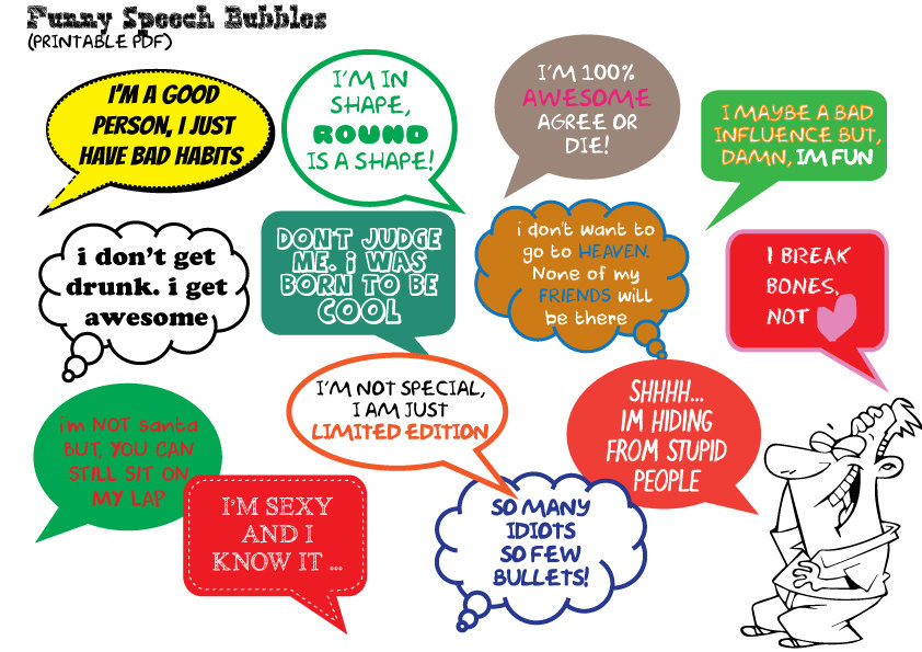 Funny Colourful Speech Bubbles Party Photo Booth Props Etsy