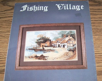 1989 Boyd Designs FISHING VILLAGE Cross Stitch Pattern Leaflet