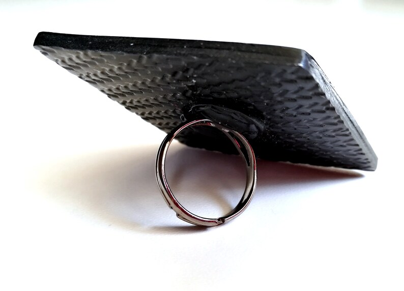 oversize rings for women Bold large statement ring modern geometric polymer clay jewelry big navy blue polymer clay ring