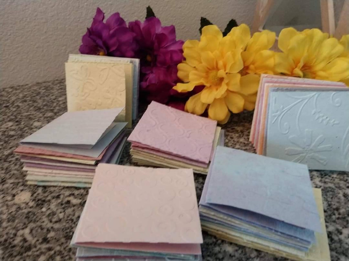 Mini Handmade Paper Note Card Set of 50 Handmade Paper Etsy