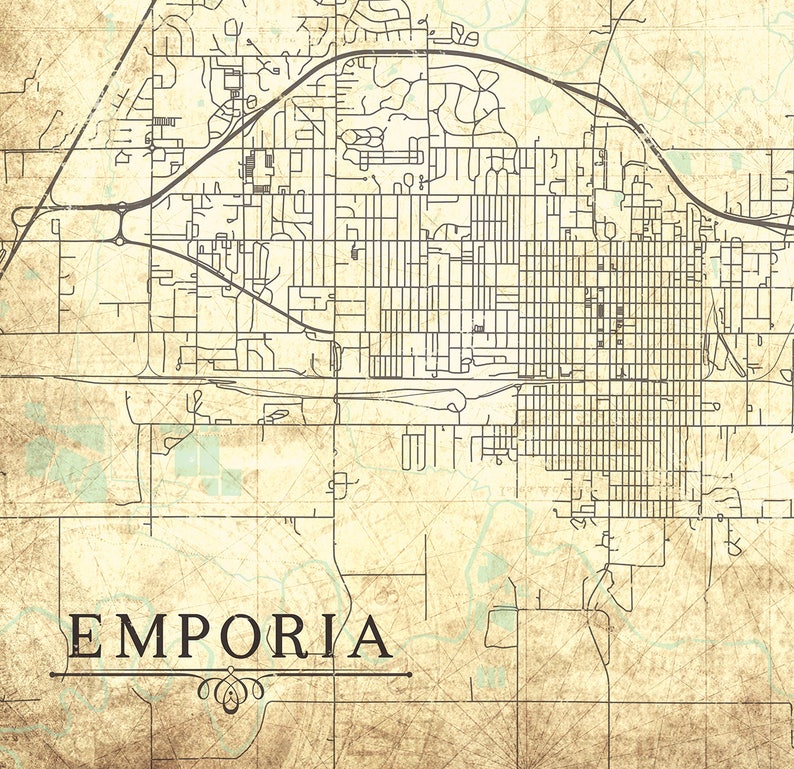 EMPORIA KS Canvas Print Kansas ks City Town Plan Vintage map Etsy