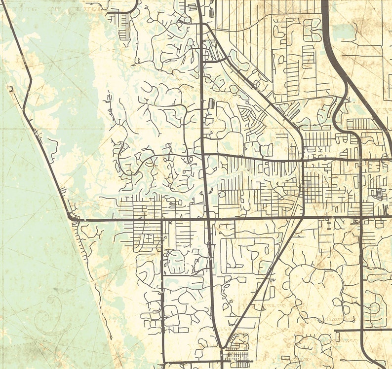 BONITA SPRINGS FL Canvas Print Florida Vintage map gift home Etsy