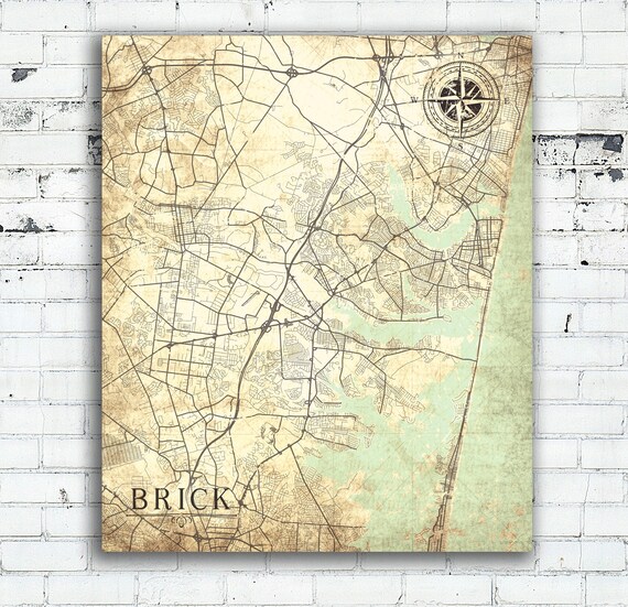 BRICK NJ Canvas Print New Jersey Brick nj City Vintage map Etsy