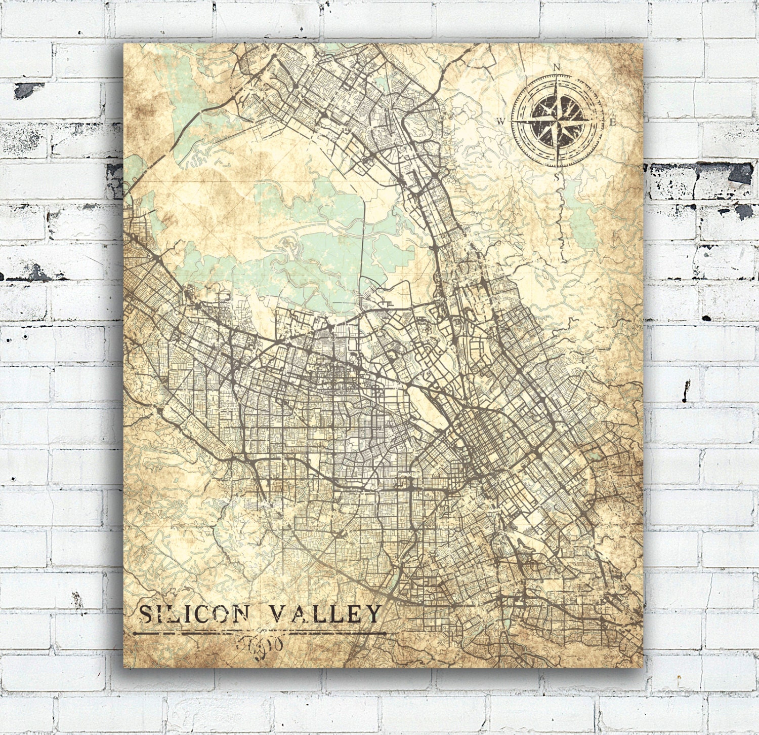 SILICON VALLEY MAP Poster Wall Art Home Photo Print 24x36 inches 1