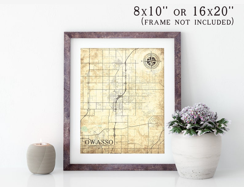 OWASSO OK Canvas print Oklahoma Vintage map Owasso City Etsy