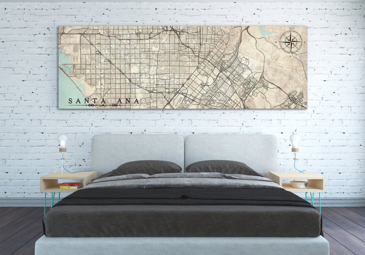 Santa Ana Ca Canvas Print Ca California Vintage Map Santa Ana Ca