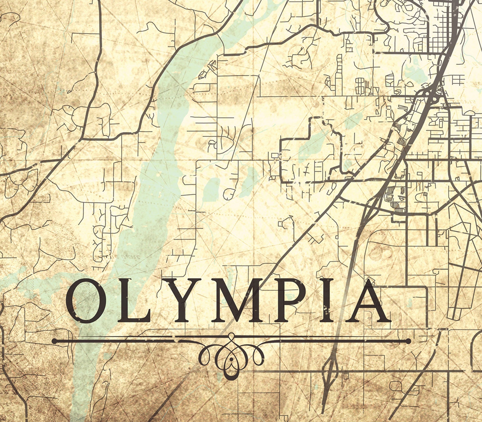 OLYMPIA WA Canvas Print Washington state Vintage map Olympia Etsy