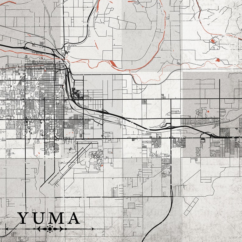 YUMA AZ Canvas Print AZ Arizona Vintage map Yuma Town City Etsy