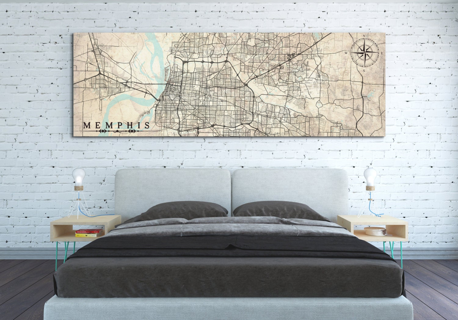 Memphis Tn Canvas Print Tennessee Tn Memphis Vintage Map Memphis