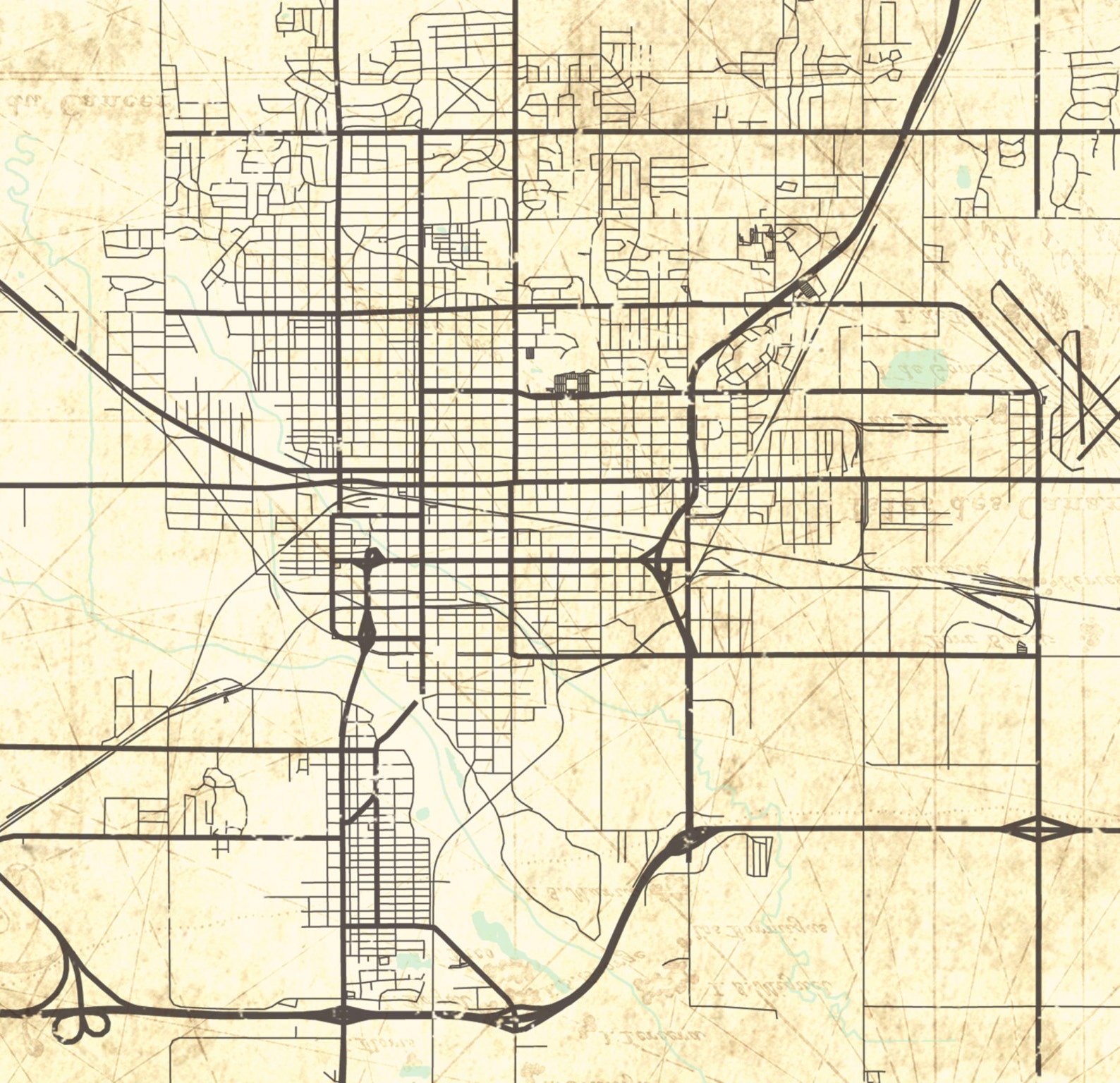 HUTCHINSON KS Canvas Print Kansas KS Vintage map Town Plan Etsy