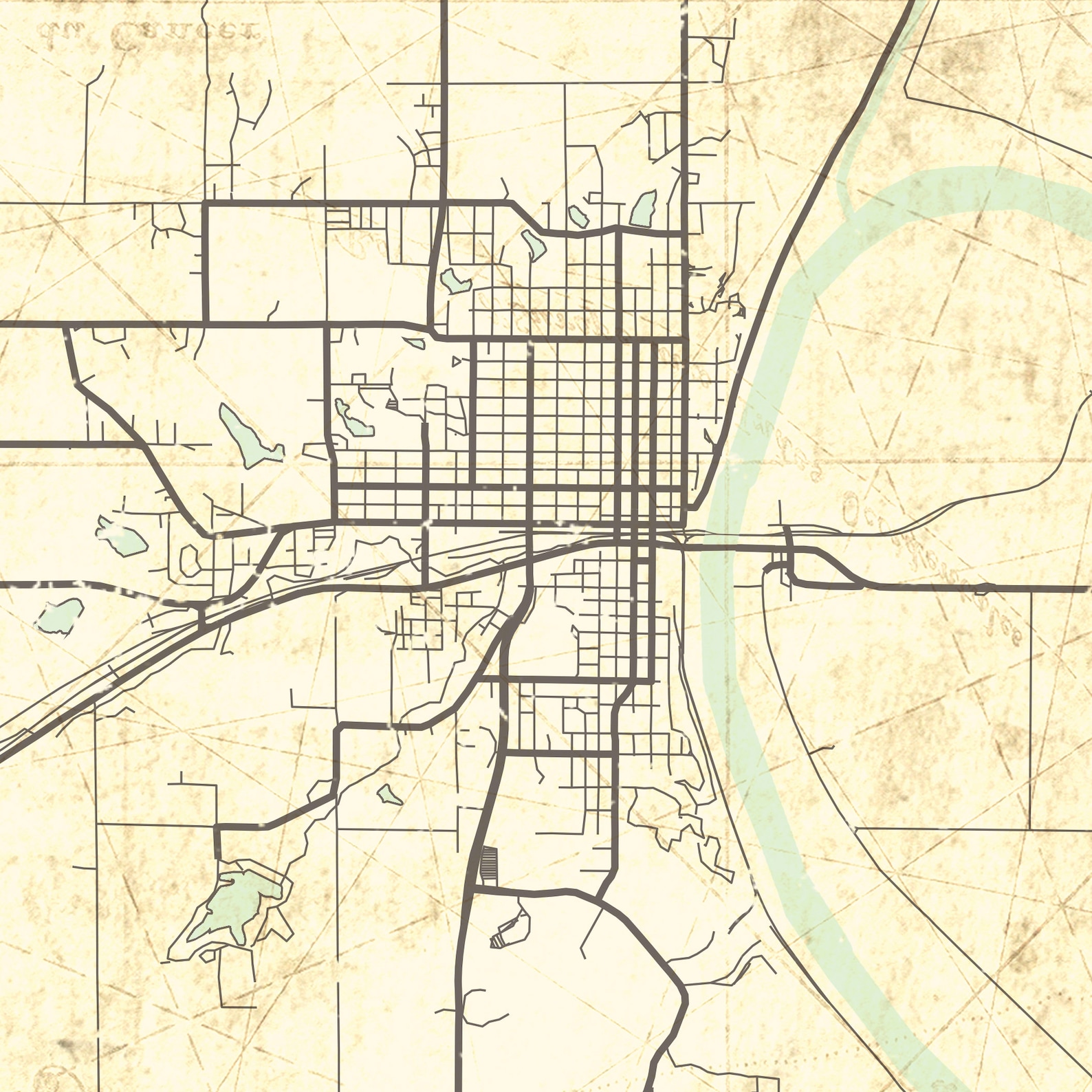ATCHISON KS Canvas Print Kansas Vintage map Town Plan City Etsy