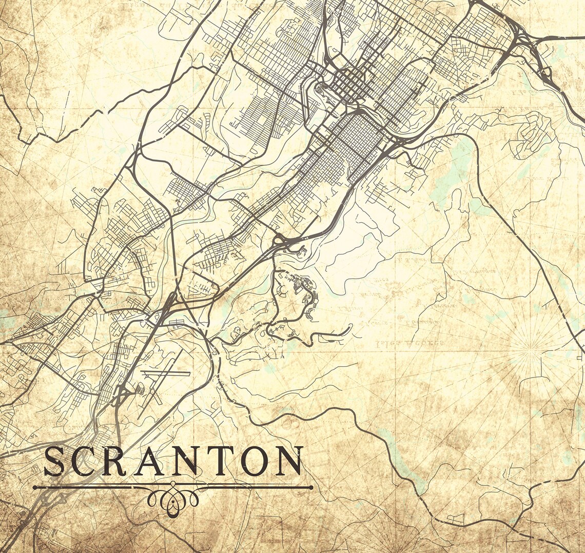 SCRANTON PA Canvas Print Pennsylvania state Vintage map | Etsy