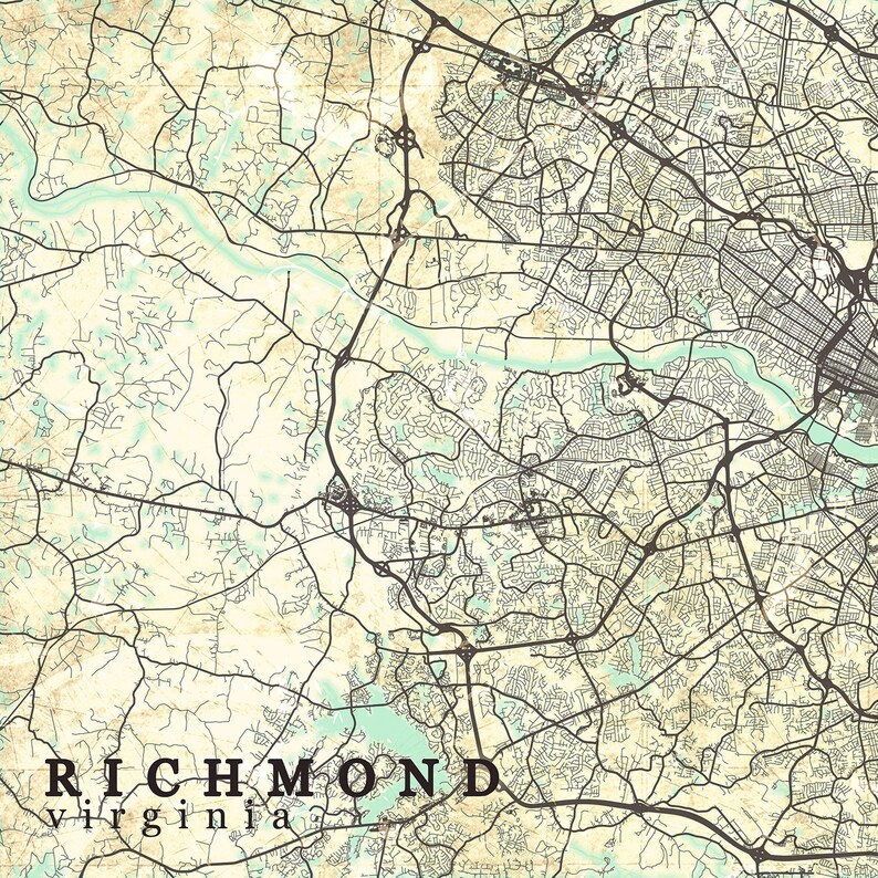 RICHMOND VA Canvas Print Virginia Va Vintage map Richmond RVA Etsy