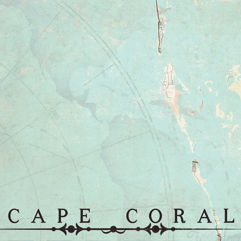 CAPE CORAL Canvas Print Florida Lee County Vintage City Map Etsy