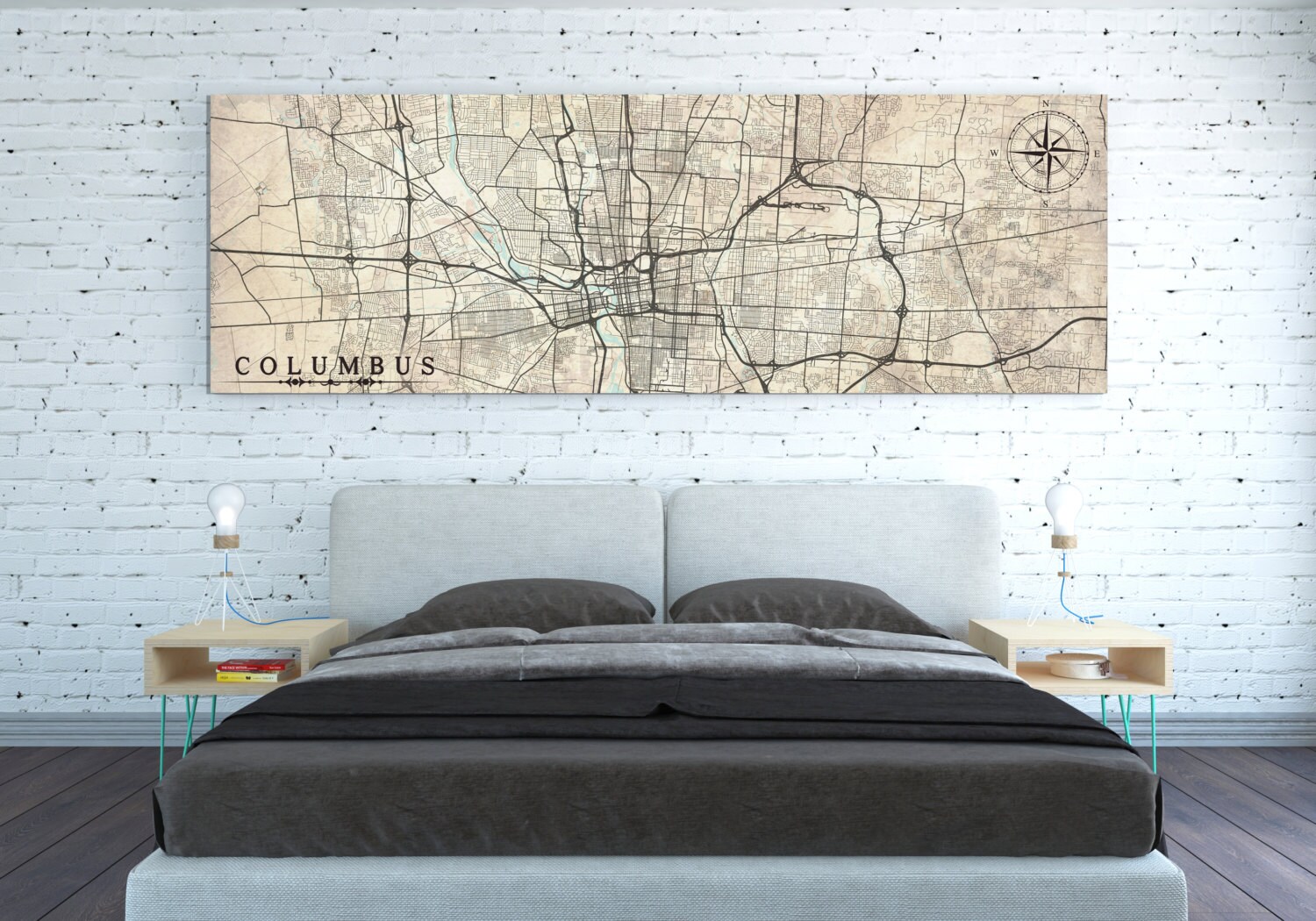 Columbus Oh Canvas Print Ohio Vintage Map Columbus Oh City