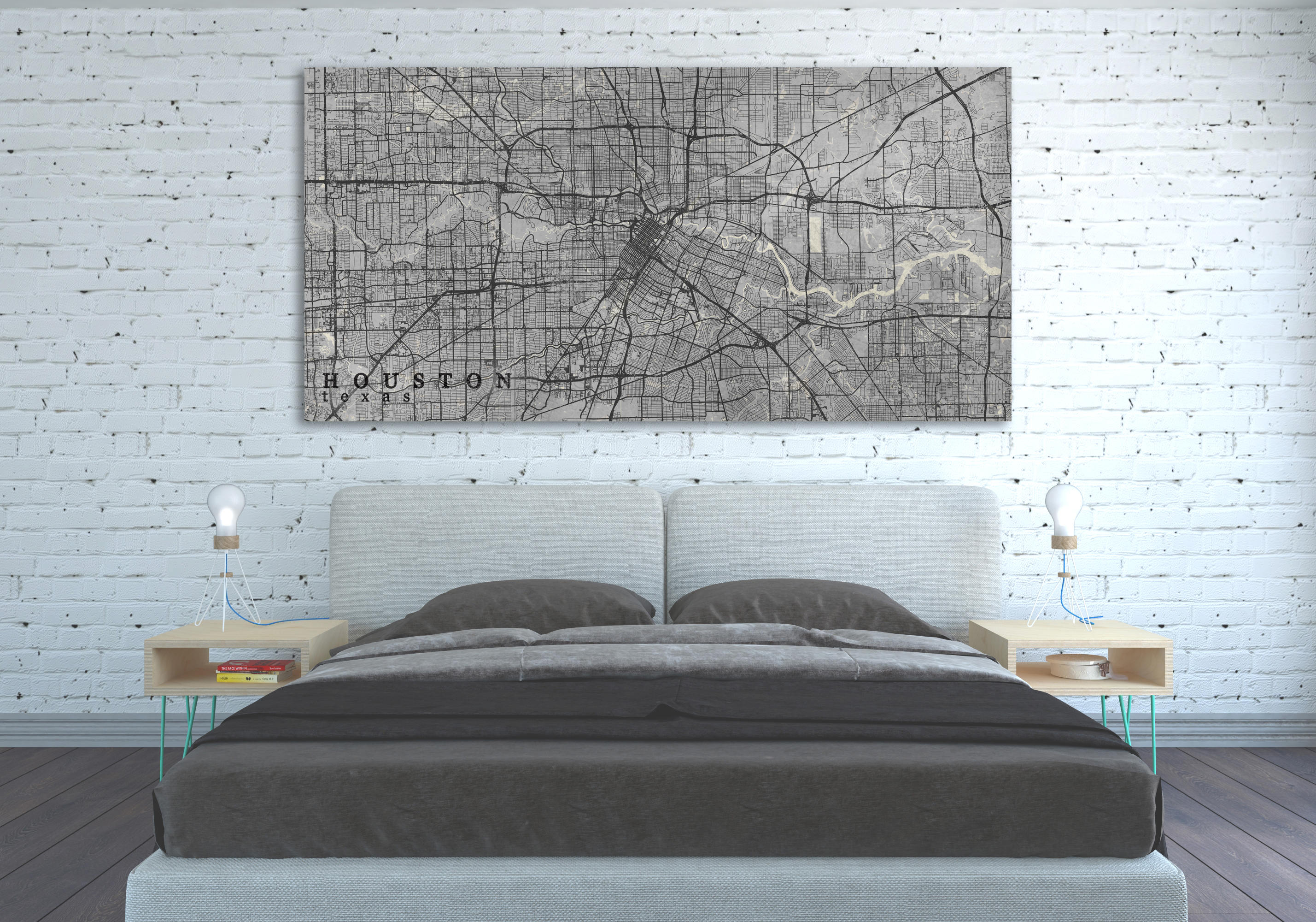 Houston Tx Canvas Print Houston Texas Tx Vintage Map City Poster